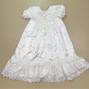 Vintage Baby Christening Gown Ivory Lace Satin Dress Alexis 9M